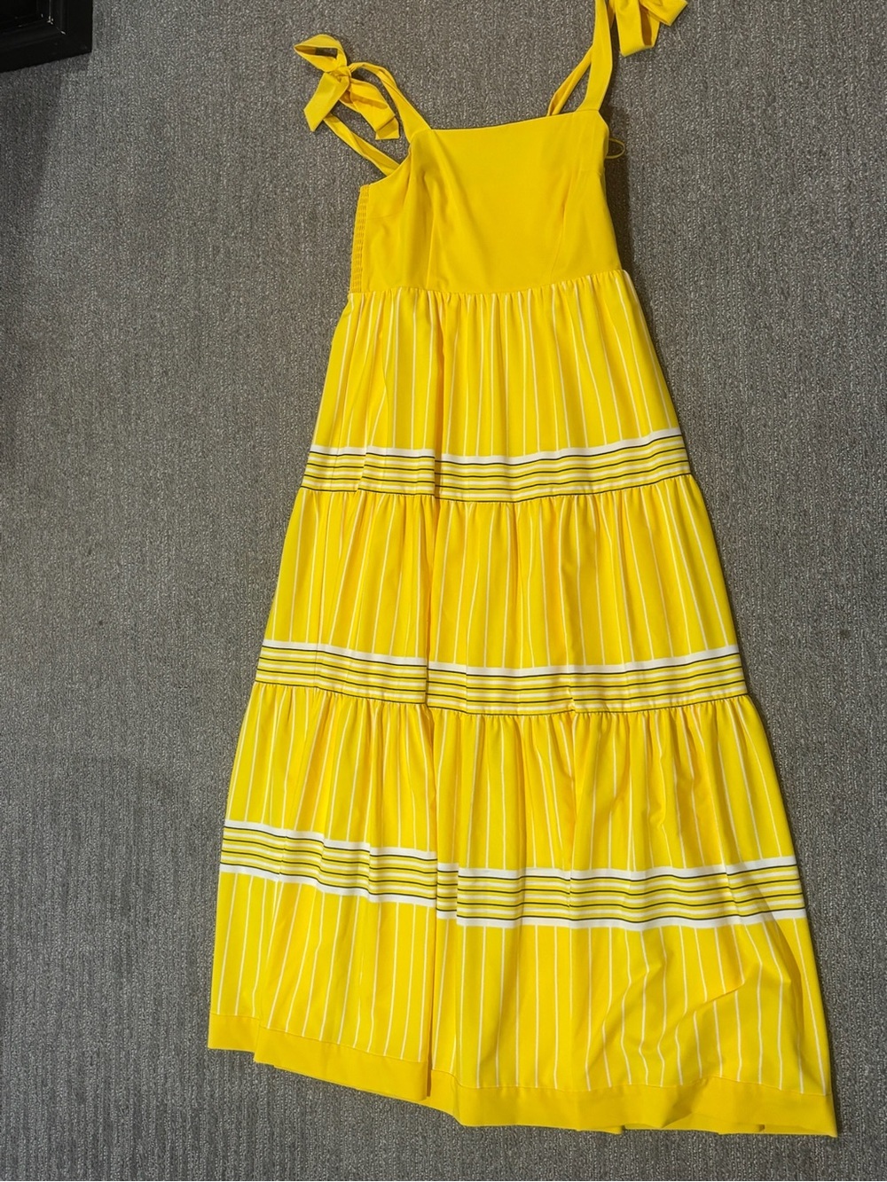 Yellow Tie-Shoulder Tiered Maxi Dress